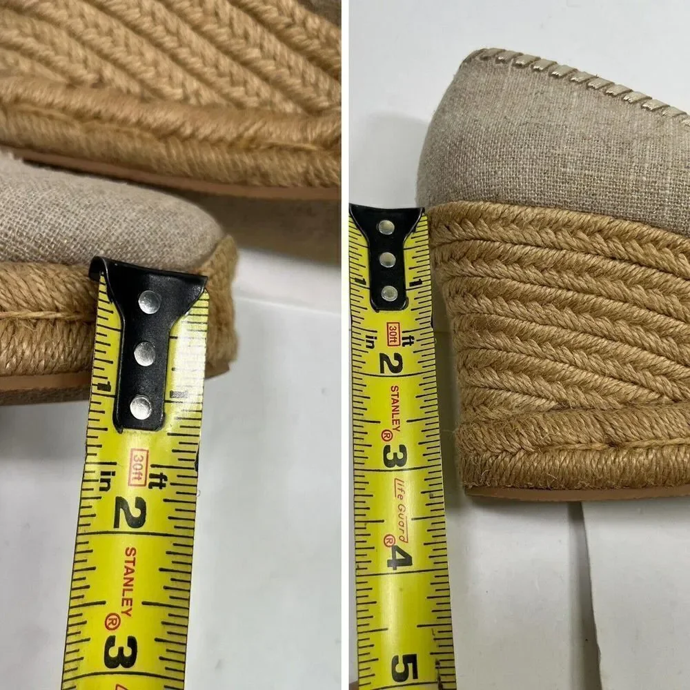 Jack Rogers Palmer Closed Toe Canvas Espadrille Wedge Size‎ 9 Gold Tan
